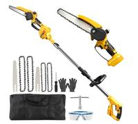 panthem Taille-hauteur sans fil 2 en 1 compatible avec Makita 18V (sans batterie), mini tronçonneuse sans balais de 8 pouces et 6 pouces avec 4 chaînes, scie à branches télescopique pour élaguer les