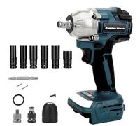 panthem Visseuse à percussion sans fil compatible avec Bosch GBA 18 V, 550 Nm 1/2", clé à molette sans balais avec adaptateur de clé à douille (sans batterie)