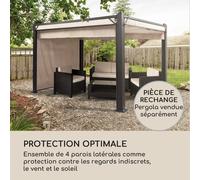 Pantheon Cortina Pergola ensemble de parois latérales de rechange 4 parois 200 g/m² Toile polyester 3x6 m