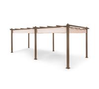 Blumfeldt Pantheon Rust Pergola tube carré en aluminium 3x6 m 4 poteaux d'angle hydrofuge Beige