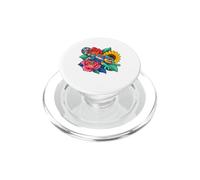 Panther Chameleon Saute à Travers Trois Panneaux de Fleurs Peints PopSockets PopGrip pour MagSafe