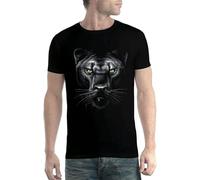 Panther Green Eyes Animals Men T Shirt Black Hemden(X-Large)