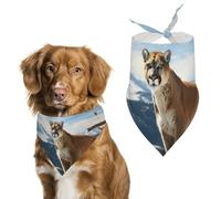 Panther Mountain Lion Bandana triangulaire pour chien en polyester lavable - Bavoirs mignons pour animaux de compagnie - Pour chiens de taille moyenne et grande - Chiots et chats