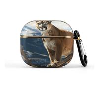 Panther Mountain Lion - Coque pour écouteurs sans fil ultra légers de 3e génération - Coque de protection complète contre les chutes avec porte-clés - Jolie coque rigide de protection avant visible à