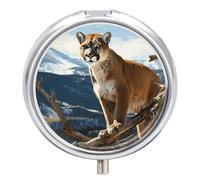 Panther Mountain Lion - Mini pilulier de poche pour homme - Joli pilulier de voyage à 3 compartiments