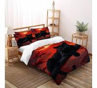 Panther Noire Rouge Housse De Couette Kids Animal Theme Faune Sauvage Parure De Lit Super King（260x220cm） Parure Décor De Animal Theme Faune Sauvage avec 2 Taie d'oreiller