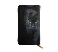 Panther Portefeuille long en cuir imprimé yeux bleus pour femme - Tendance avec plusieurs emplacements pour cartes, poche pour pièces de monnaie, noir, taille unique
