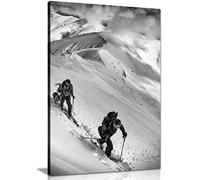 Panther Print Fine Art Prints Impression sur toile encadrée Motif skieurs noirs et blancs 91 x 61 cm