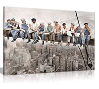 Panther Print Impression sur toile avec gratte-ciel Motif Lunch Atop Of A Skyscraper, Leopard Wildlife, 76x51 cm (30x20in)