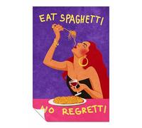 Panther Print Poster sans cadre « Eat spaghetti no regretti » - Images pour murs d'intérieur, chambre à coucher, salon et salle de bain - 76 x 51 cm