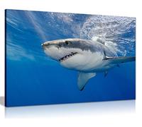Panther Print Tableau mural sur toile Motif requin Bleu sous-marine 24 x 16 cm