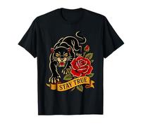 Panther Rose Traditional Tattoo Flash Stay True Old School T-Shirt