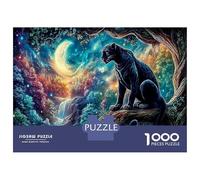 Panthère au Clair de Lune - Puzzle 1000 pièces Carton, panthère Noire Mystique, éducatif Famille Parent-Enfant, Loisirs intérieurs 38x26cm/1000pcs