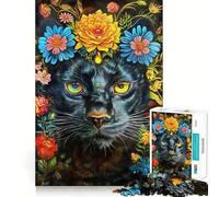 Panthère aux Fleurs Puzzle 1000 pièces pour Adultes pour améliorer sa mémoire et se détendre Décoration Murale aux détails précis (50x75cm)
