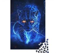 Panthère Bleue Puzzle 1000 Pièces Jeu de Puzzle 1000 Pièces Style Nuit Dynamique Papier Adultes Détente Décoration Convivial Famille Cadeau 52x38cm/1000pcs