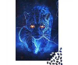 Panthère Bleue Puzzle 1000 Pièces Jeu de Puzzle 1000 Pièces Style Nuit Dynamique Papier Adultes Détente Décoration Convivial Famille Cadeau 52x38cm/1000pcs