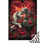 Panthère Cœur Fleur Puzzle Mini 1000 Pièces pour Adultes Cadeau
