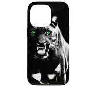 Panthère fierté Sauvage aux Yeux Verts Cool montrant des Dents Coque pour iPhone 13 Pro