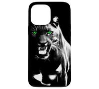 Panthère fierté Sauvage aux Yeux Verts Cool montrant des Dents Coque pour iPhone 13 Pro Max