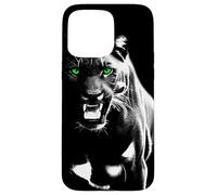 Panthère fierté Sauvage aux Yeux Verts Cool montrant des Dents Coque pour iPhone 15 Pro Max