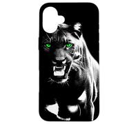 Panthère fierté Sauvage aux Yeux Verts Cool montrant des Dents Coque pour iPhone 16 Plus