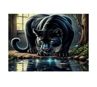 Panthère Forêt Eau 1000 Pièces Mini Puzzle pour Adultes Détente | 52x38cm Carton Décor De Bureau Découpe Précise Cadeau Anniversaire Relaxation
