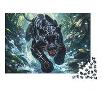 Panthère Jungle Eau Puzzle, 1000 Pièces pour Adultes Haute Qualité | 70x50cm Carton, Exercice Mental, Ajustement Serré, Amateurs D'art, Réduction Du Stress