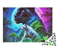 Panthère Mystique Forêt 1000 Pièces Puzzle en Papier pour Adultes Éducatif Animaux Sauvages Puzzle Papier Décoration Murale Apaisante 70x50cm/1000pcs