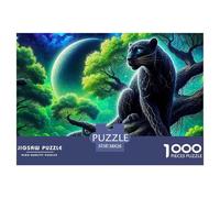 Panthère Noire 1000 Pièces Puzzle pour Adultes Jeu Stimulant Puzzle Anti-Stress Entraîner La Mémoire du Cerveau pour Toute La Famille, Cadeaux pour Femmes, Cadeaux pour Hommes 38x26cm/1000pcs
