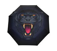 Panthère Noire Animal Léopard Parapluie Pliant Ouverture et Fermeture Automatique Protection UV Parapluies Pliant Coupe-Vent Ultra-léger pour Voyager Plage Femmes Enfants Fille