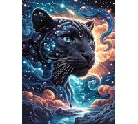 Panthère noire aux couleurs cosmiques 500 Pièces Puzzle Expert Confirmé En Carton Épais Sans Déformation Animal sauvage et animal de compagnie Très Difficile Motif Complexe Cadeau Fête Des Pères Premi