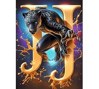 Panthère Noire avec Lettre J dorée Puzzles 1000 Pièces pour Adultes Educa Difficile Activité Créative Décoration Salon Jeu De Réflexion Cadeau Unique 1000 PCS