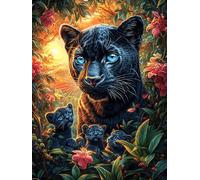 Panthère noire dans la forêt magique 1000 Pieces Casse-tête Débutant En Carton Anti-Déchirure Conte de fées animal magique Facile Apprentissage Loisir Créatif Décoration Murale Petit Prix Pas Cher 100