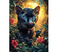 Panthère noire dans la forêt magique 1000 Pièces Puzzle Expert Confirmé En Carton Rigide Haute Densité Animal de conte de fées d'accompagnement Très Difficile Motif Complexe Décoration Murale Cadeau P