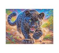 Panthère Noire dans Le Champ de Fleurs 500 Pièces Puzzle Adulte en Carton Haute Qualité Épais Difficile Moyenne Anti-Stress Décoration Murale Idée Cadeau Saint Valentin 500 PCS