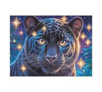 Panthère Noire dans Le Ciel Étoilé de la Galaxie 500 Pieces Casse-tête Famille en Carton sans Déformation Haute Qualité Difficulté Moyenne Activité Familiale Anti-Stress Cadeau 500 PCS