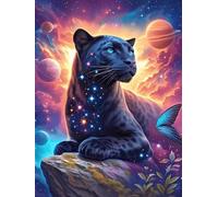 Panthère noire dans un ciel magique étoilé 300 Pieces Casse-tête Collectionneur En Carton Anti-Déchirure Animal sauvage et animal de compagnie Haute Difficulté Décoration Murale Collection Cadeau Noël