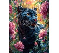 Panthère noire dans un jardin fleuri 300 Pieces Casse-tête Adulte En Carton Rigide Sans Déformation Rêve magique de science-fiction Difficile Moyenne Décoration Murale Idée Cadeau Anniversaire Premium