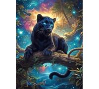 Panthère noire dans une forêt magique 1000 Pièces Puzzle Adulte En Carton Rigide Sans Déformation Animal sauvage et animal de compagnie Difficile Moyenne Décoration Murale Loisir Créatif Idée Cadeau A