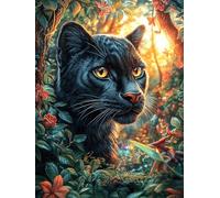Panthère noire dans une forêt magique 300 Pieces Casse-tête Débutant En Carton Haute Qualité Rêve magique de science-fiction Facile Anti-Stress Passe-Temps Loisir Créatif Idée Cadeau Saint Valentin Pr