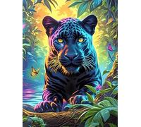 Panthère noire dans une jungle magique 500 Pieces Casse-tête Famille En Carton Épais Sans Déformation Animal sauvage et animal de compagnie Cute Difficulté Moyenne Jeu De Société Cadeau Noël Haute Qua