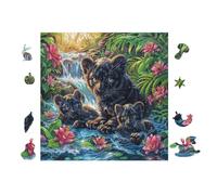 Panthère Noire Jardin Fleuri 100 Pièces Puzzle Adulte en Carton Haute Densité Anti-Déchirure Difficile Haute Difficulté Anti-Stress Idée Cadeau Anniversaire Premium 28x28cm