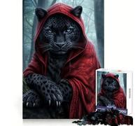 Panthère Noire Mystique en Cape Rouge Puzzle Adulte 1000 pièces Jeu d'exercice Mental apaisant Design et Assemblage Cadeau Exceptionnel (38x26cm)