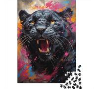 Panthère Noire Puzzle 1000 Pièces Papier pour Adultes Style Graffiti Coloré Relaxation Décoration Maison Cadeau Activité en Famille 70x50cm/1000pcs