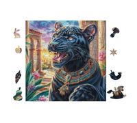 Panthère Noire tribale 100 Pièces Puzzle Adulte en Carton Rigide sans Déformation Difficile Moyenne Décoration Murale Loisir Créatif Idée Cadeau Anniversaire 28x28cm