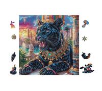 Panthère Noire tribale 100 Pièces Puzzle Adulte en Carton sans Déformation Très Difficile Haute Difficulté Anti-Stress Décoration Murale Idée Cadeau Anniversaire 28x28cm