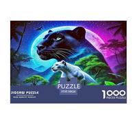 Panthère Noire1000 Pièces Aquarelle Puzzle Animaux Panthère Noire pour Adultes De Jeu pour Adultes Parfaitpourla Détente Paysagedes QuatreSaisons 38x26cm/1000pcs