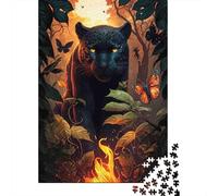 Panthère Papillon Jungle Ardente Casse-tête Adulte Prédateur Chaleureux 1000 Pièces Papier Recyclé (À partir de 12 Ans) - Jeu de Famille Extrêmement Difficile, Idée Cadeau 70x50cm/1000pcs