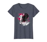 Panthère Rose Le Silhouette Rose dans la Brume T-Shirt, Femme, Bleu Chiné, L