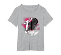 Panthère Rose Le Silhouette Rose dans la Brume T-Shirt, Femme Grandes Tailles, Gris Chiné, 2X